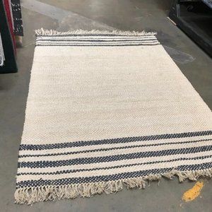 Heart&Hand striped jute natural carpet 5x7 feet